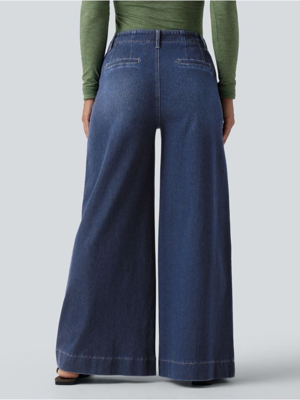 Halara Flex™ High Waisted Pockets Washed Casual Wide Leg Jeans - Picture 3 of 11